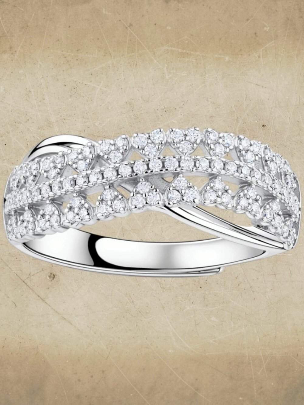 Simply Savvy Moissanite Infinity Crossover Ring Sterling Silver